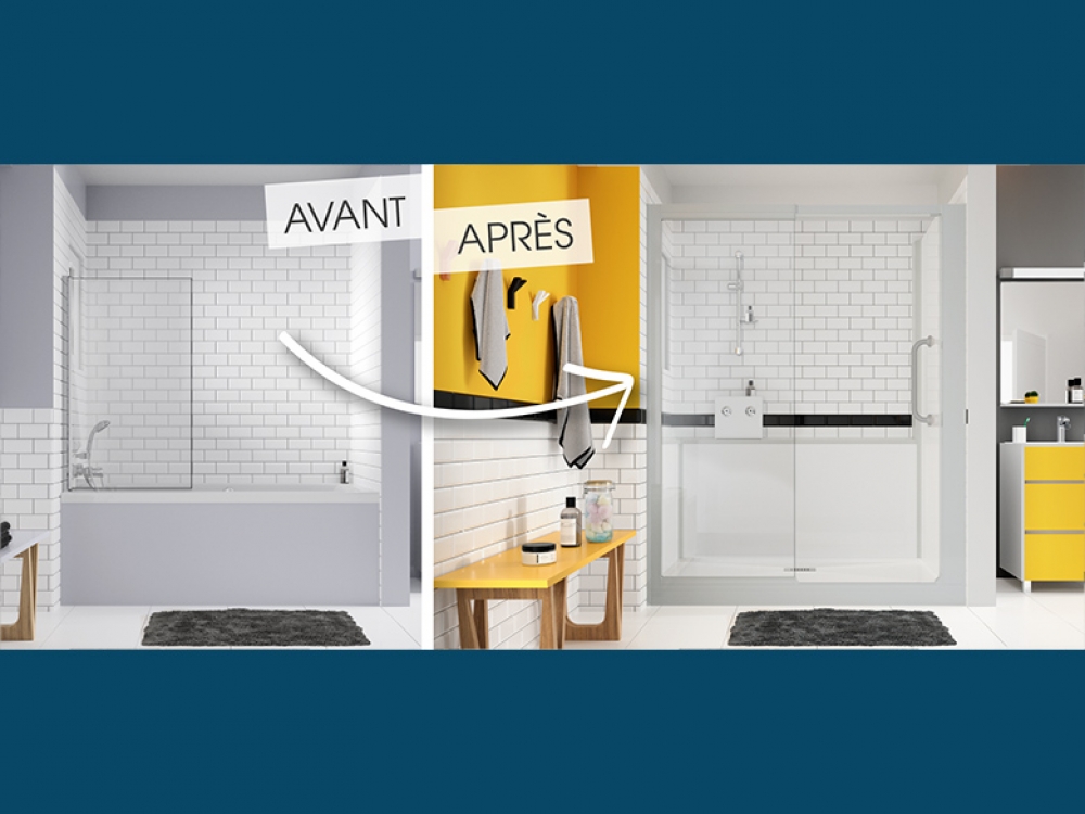 Cabine de douche adaptée pour les personnes à mobilités réduite & Séniors.