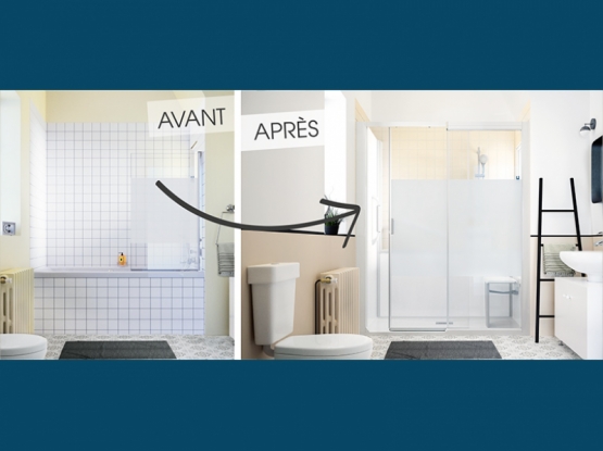 Cabine de douche adaptée pour les personnes à mobilités réduite & Séniors.